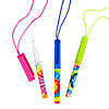 5" Tie-Dyed Multicolor Plastic Pens on a Rope - 12 Pc. Image 1