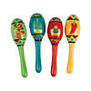5" Wooden Red, Yellow, Blue and Green Fiesta Maracas - 12 Pc. Image 1