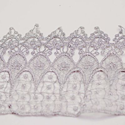 5" x 15 Yards Silver  Venice Lace Trims Image 1