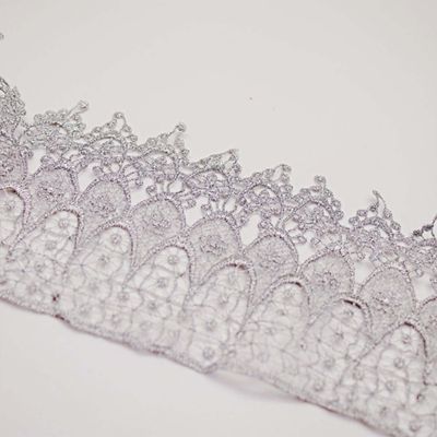 5" x 15 Yards Silver  Venice Lace Trims Image 1
