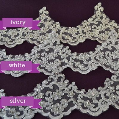 5" x 15 Yards White Venice Lace Trim Image 1