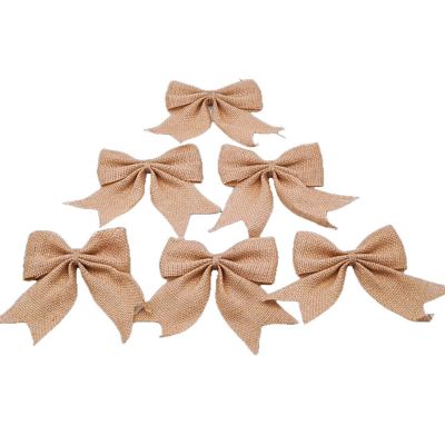 5" x 5 1/2" Large Tan Burlap Jute Fabric Bow 36 Pack Image 1