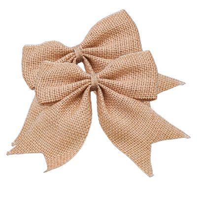 5" x 5 1/2" Large Tan Burlap Jute Fabric Bow 36 Pack Image 3