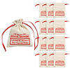 5" x 6" Mini Santa Polyester Drawstring Bags - 12 Pc. Image 1