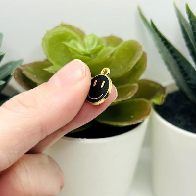 50 Black Smiley Face Charms Image 3