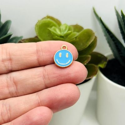 50 Blue Smiley Face Charms Image 1