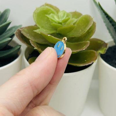 50 Blue Smiley Face Charms Image 3