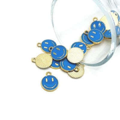 50 Blue Smiley Face Charms Image 1