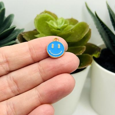 50 Blue Smiley Face Charms Image 1