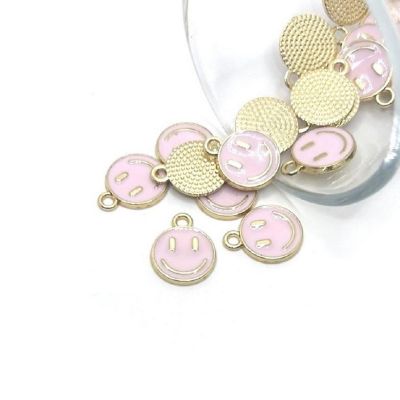 50 Light Pink Smiley Face Charms Image 1
