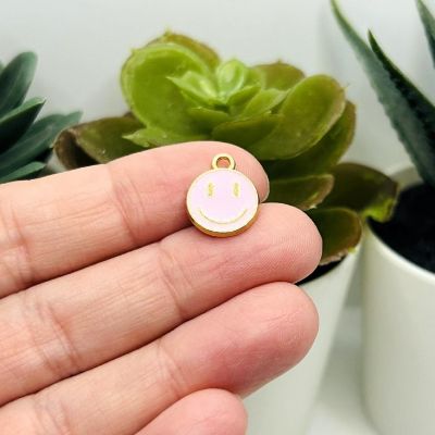 50 Light Pink Smiley Face Charms Image 1