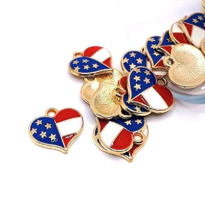 50 Pcs American Flag Heart Charms Image 1