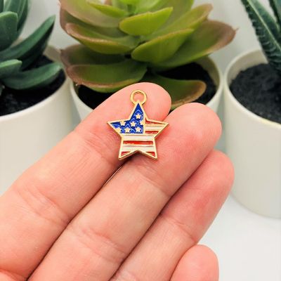 50 Pcs American Flag Star Charms Image 1