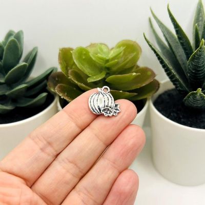 50 Pcs Antique Silver Pumpkin Charms Image 1