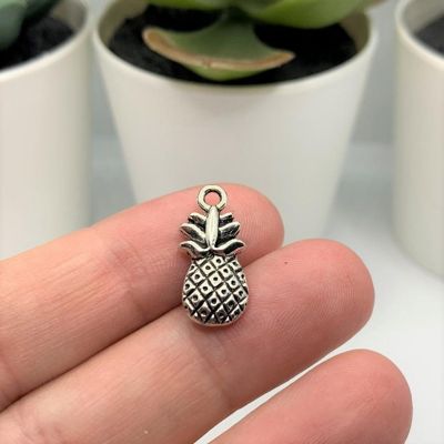 50 Pcs Antiqued Silver Pineapple Charms Image 1