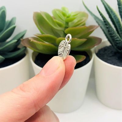 50 Pcs Antiqued Silver Tree Leaf Charm Image 3