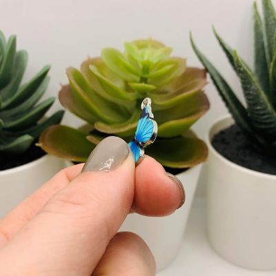 50 Pcs Aqua Blue Butterfly Charms Image 3