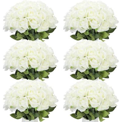 50 Pcs Artificial Silk Roses with Stem Image 1