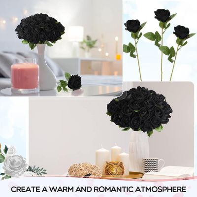 50 Pcs Artificial Silk Roses with Stem Image 2