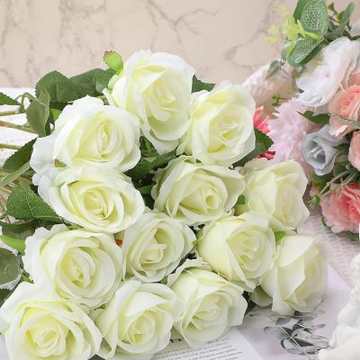 50 Pcs Artificial Silk Roses with Stem Image 1