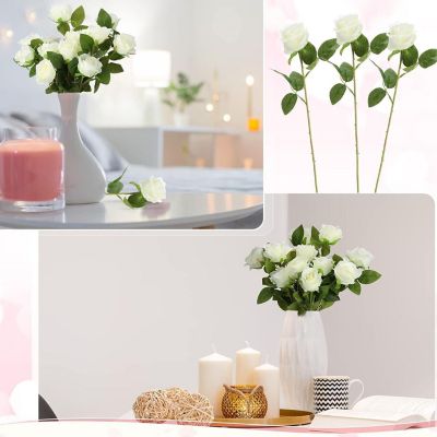 50 Pcs Artificial Silk Roses with Stem Image 2