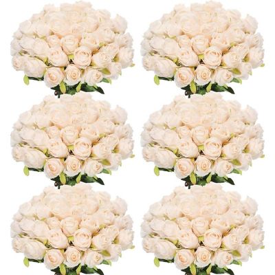 50 Pcs Artificial Silk Roses with Stem Image 1