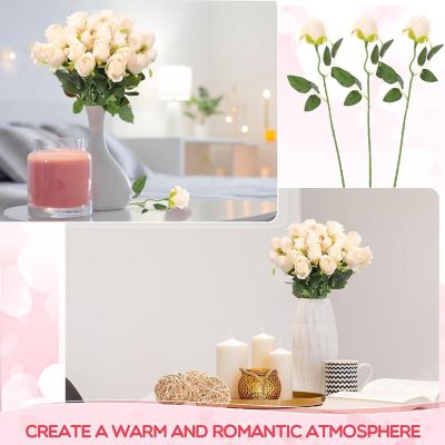 50 Pcs Artificial Silk Roses with Stem Image 1