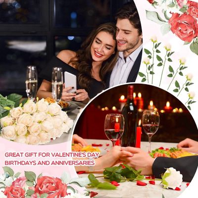 50 Pcs Artificial Silk Roses with Stem Image 2