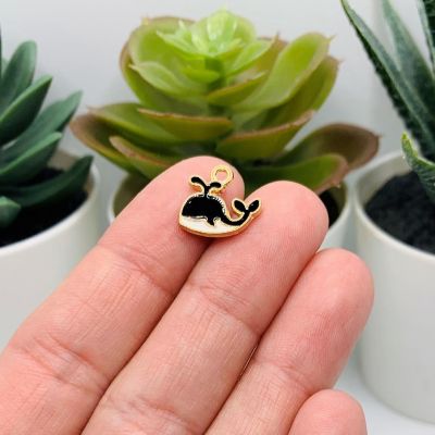 50 Pcs Black and White Whale Charms Image 1