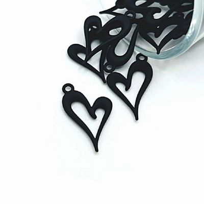 50 Pcs Black Asymmetrical Heart Charms Image 1