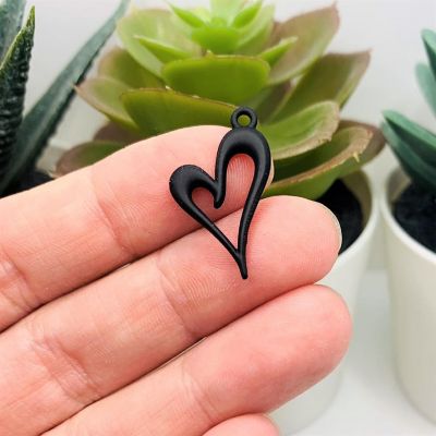 50 Pcs Black Asymmetrical Heart Charms Image 2