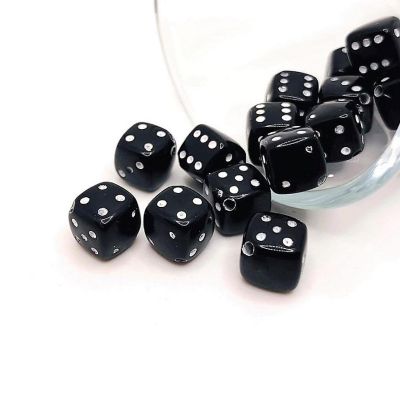 50 Pcs Black Dice Gambler 3D Beads Image 1