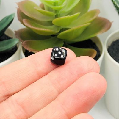 50 Pcs Black Dice Gambler 3D Beads Image 1