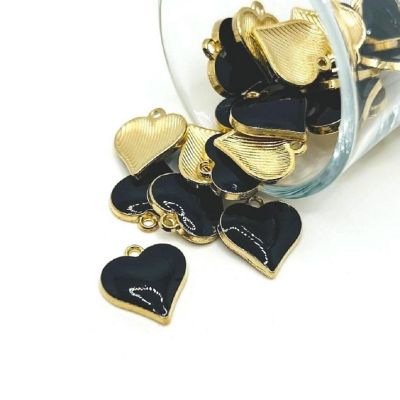 50 Pcs Black Heart Charms Image 1