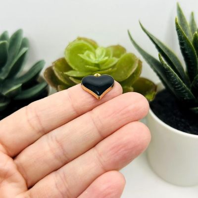 50 Pcs Black Heart Charms Image 1