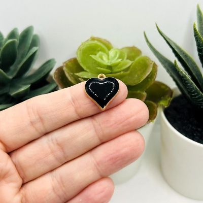 50 Pcs Black Heart Charms Image 2