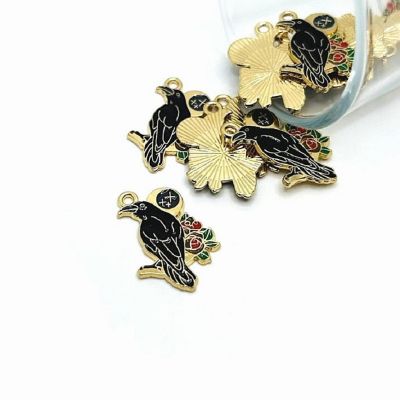 50 Pcs Black Raven with Rose Charms Image 1