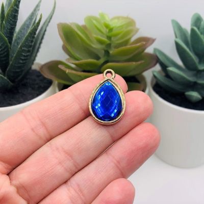 50 Pcs Blue Acrylic Teardrop Charms Image 1
