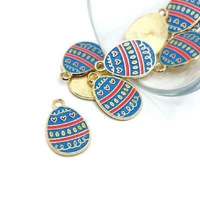 50 Pcs Blue and Pink Easter Egg Charms Image 1