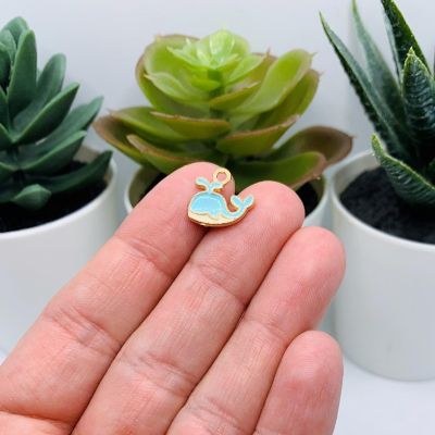 50 Pcs Blue and White Whale Charms Image 1