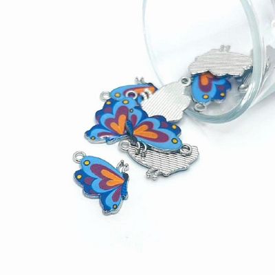 50 Pcs Blue Butterfly Charms Image 1