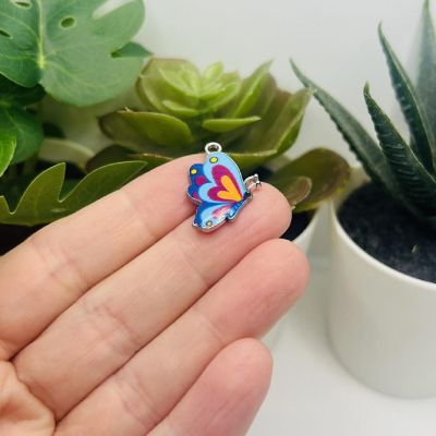 50 Pcs Blue Butterfly Charms Image 1