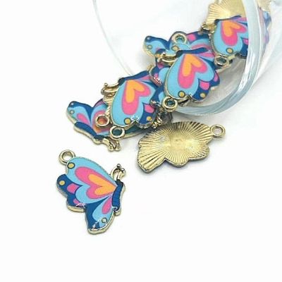 50 Pcs Blue Butterfly Charms Image 1