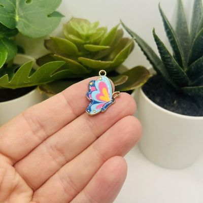 50 Pcs Blue Butterfly Charms Image 1