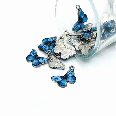 50 Pcs Blue Enamel Butterfly Charms Image 1