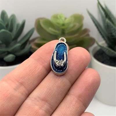 50 Pcs Blue Enamel Flip Flop Sandal Image 1