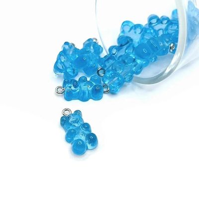 50 Pcs Blue Gummy Bear Resin 3D Charms Image 1