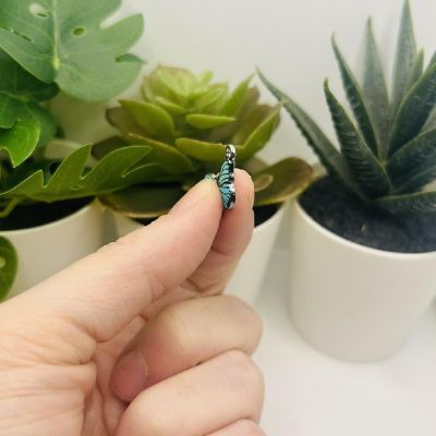 50 Pcs Blue Striped Butterfly Charms Image 2
