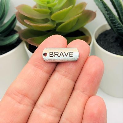 50 Pcs Brave Word Bar Tag Charms Image 1