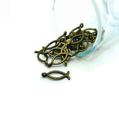 50 Pcs Bronze Ichthys Jesus Fish Charms Image 1